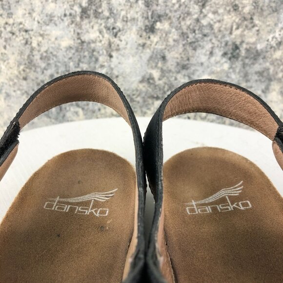 Dansko Women's Size 39 (8.5-9) Reece Black Waxy Leather Slingback Sandals - Picture 4 of 16
